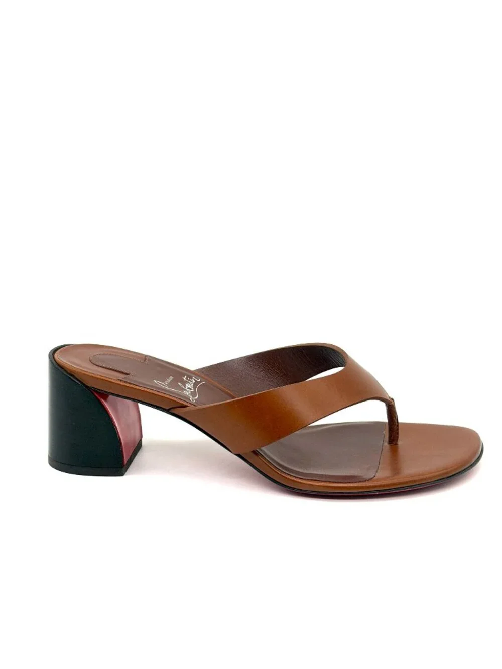 Christian Louboutin JANETONGA 55 Leather Thong Mule Sandals Heels Shoes - Picture 13 of 16